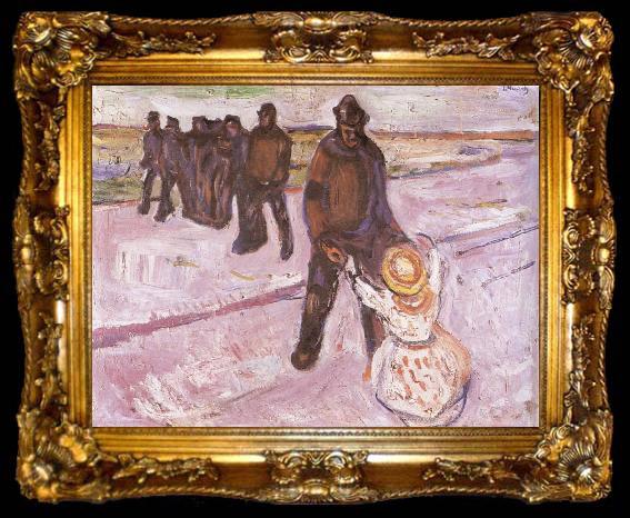 framed  Edvard Munch Worker and children, ta009-2